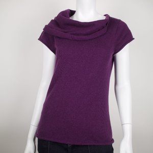 Cashmere Caché 100% 2-ply Cashmere Cowl Neck Top | Purple | Size L